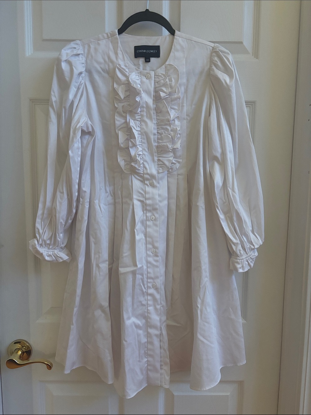 Cynthia Rowley White Ruffled Front Button Dress